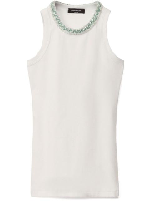 embroidered-neck tank top