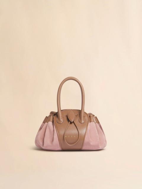 PINK LEATHER AND SUEDE TULIPEA SMALL HANDBAG