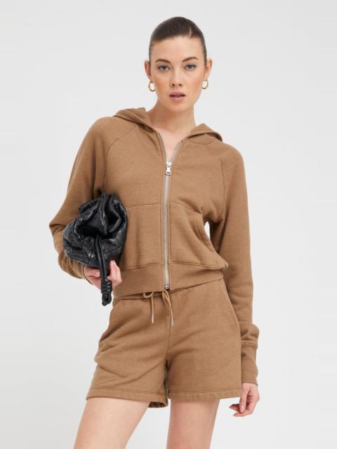 CAMEL SHRUNKEN ZIP UP HOODIE