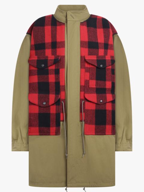 X FILSON MACKINAW LAYERED CANVAS CHECK PARKA | KHAKI/RED/BLACK