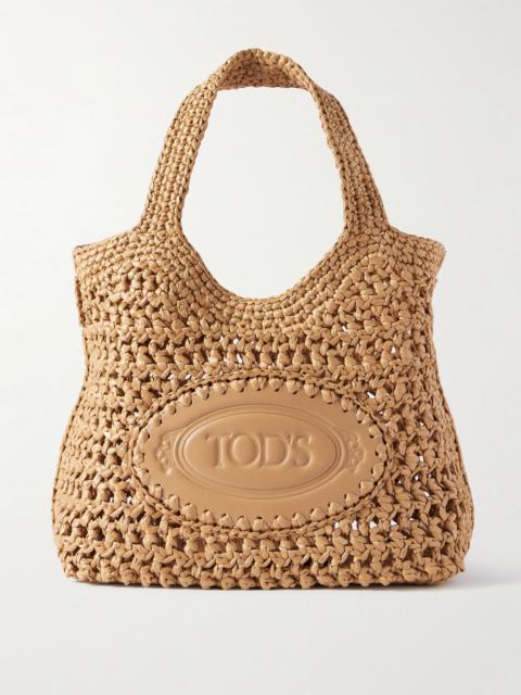 EBL mini embossed raffia tote Tan