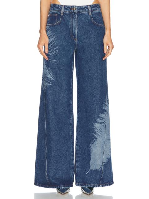 Feather Print Wide Leg