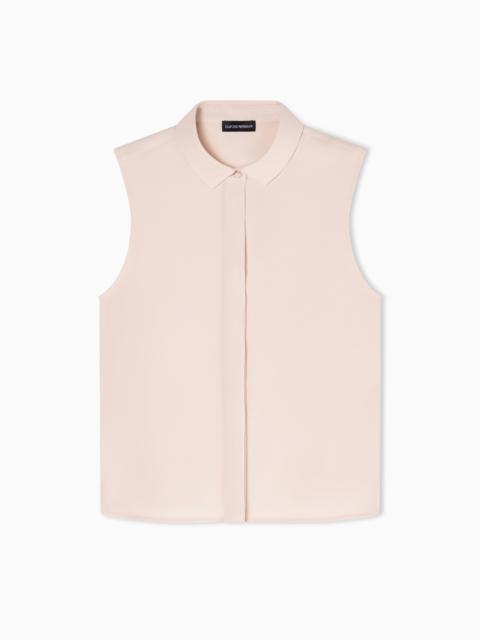 SLEEVELESS SHIRT IN TECHNICAL GABARDINE