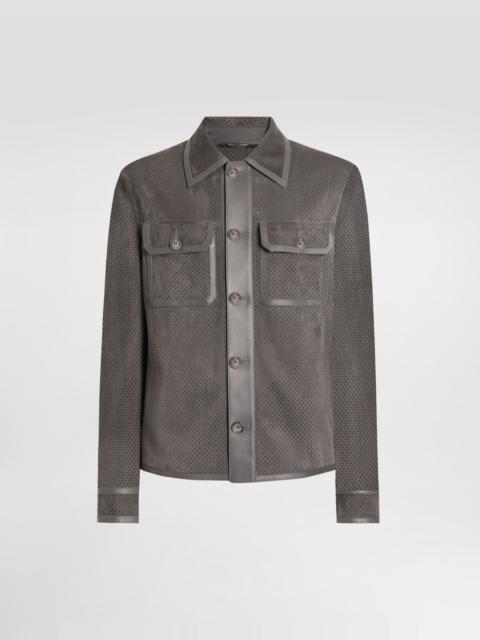 Perforated lambskin jacket