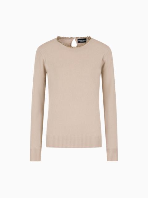 CASHMERE CREW-NECK JUMPER WITH EMBROIDERY
