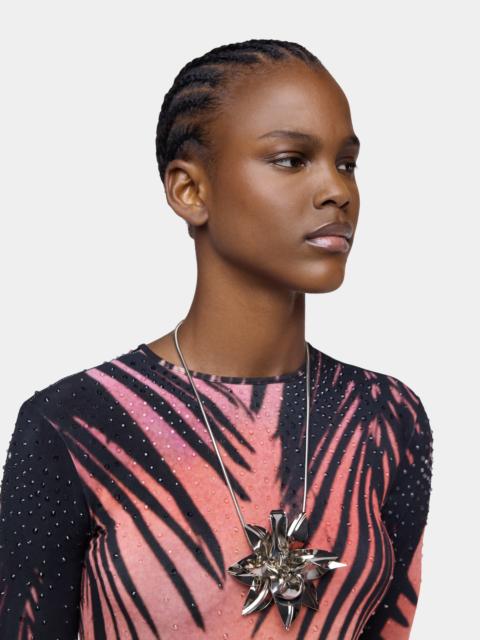 NECKLACE WITH SILVER METAL FLOWER PENDANT