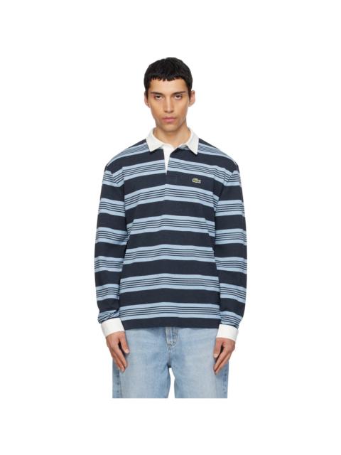 Navy & Blue Relaxed Fit Striped Piqué Rugby Polo