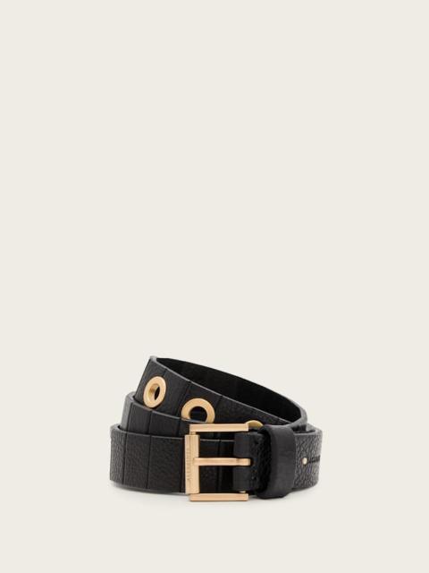 KYLIN SKINNY LEATHER EYELET BELT