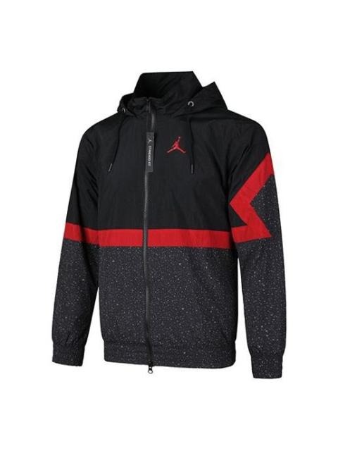 Air Jordan Sports Windproof Hooded Jacket Black Red CZ2495-010