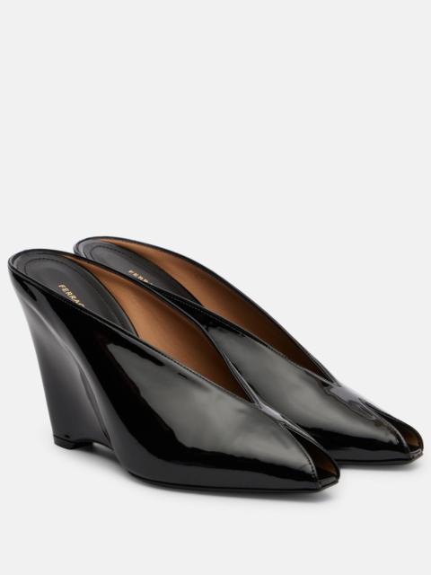Alicia 95 patent leather wedge mules