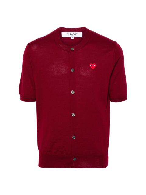 UNISEX ROUND-NECK CARDIGAN SHORT-SLEEVE - BURGUNDY