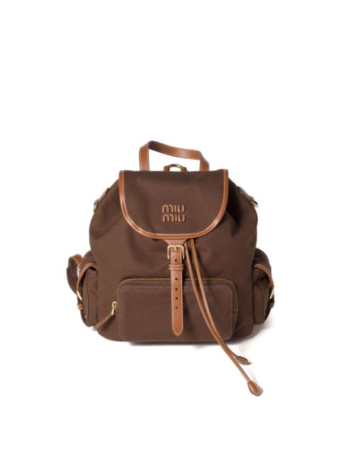 leather-trimmed flap backpack