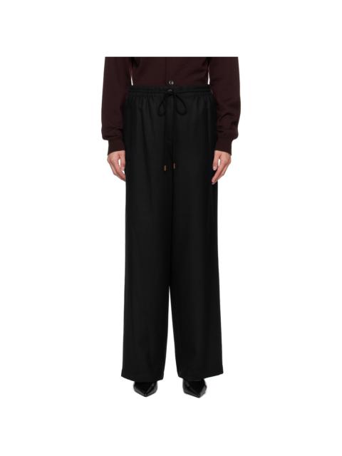 Navy Drawstring Easy Wool Trousers