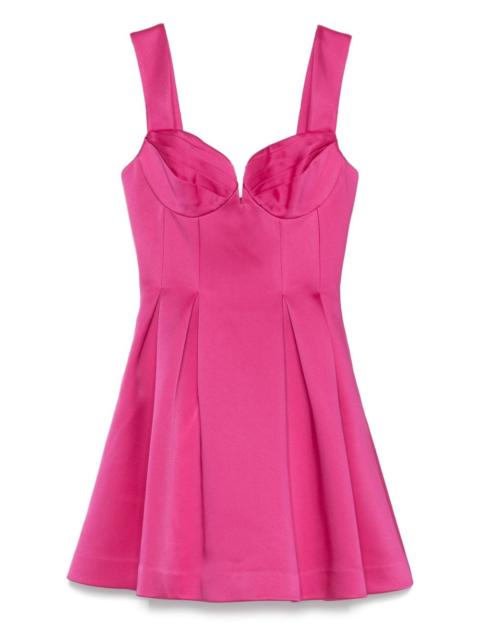 sweetheart-neck pleated mini dress