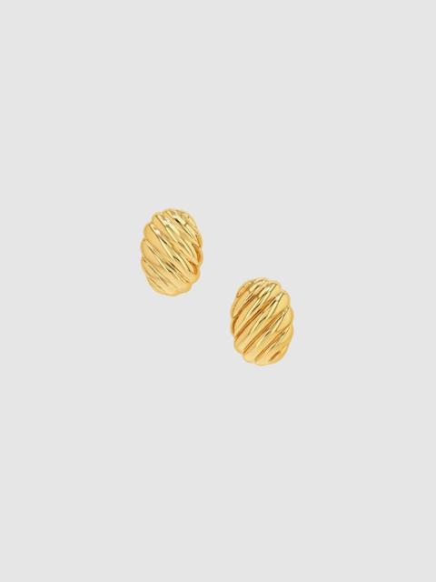 Ribbed Oval Earrings - Gold