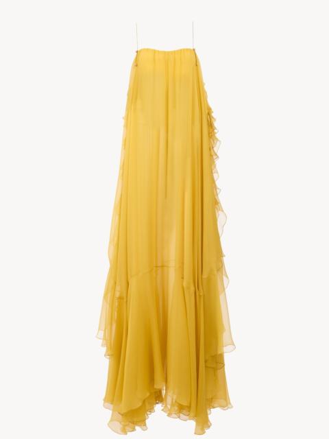 SLEEVELESS LONG DRESS IN SILK MOUSSELINE