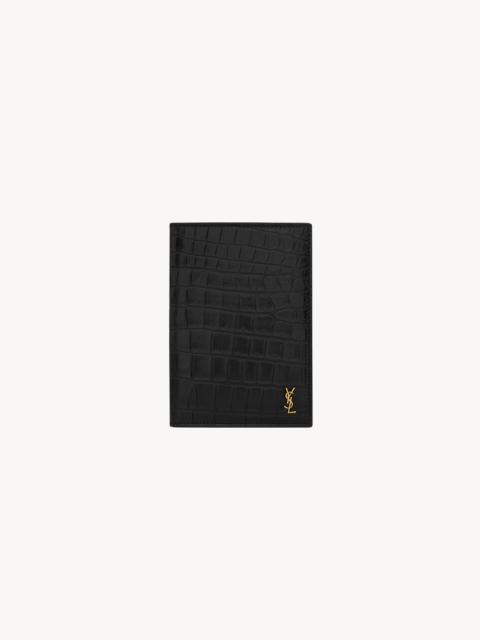 TINY CASSANDRE PASSPORT CASE IN CROCODILE-EMBOSSED LEATHER