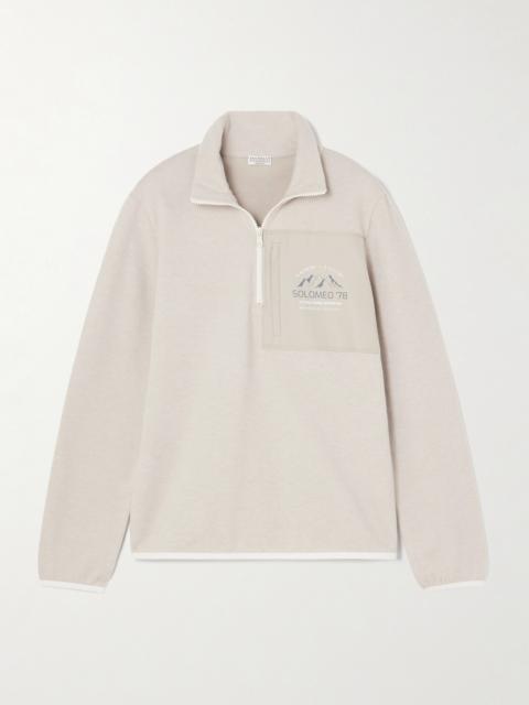 Printed Shell-trimmed Cashmere-blend Sweatshirt