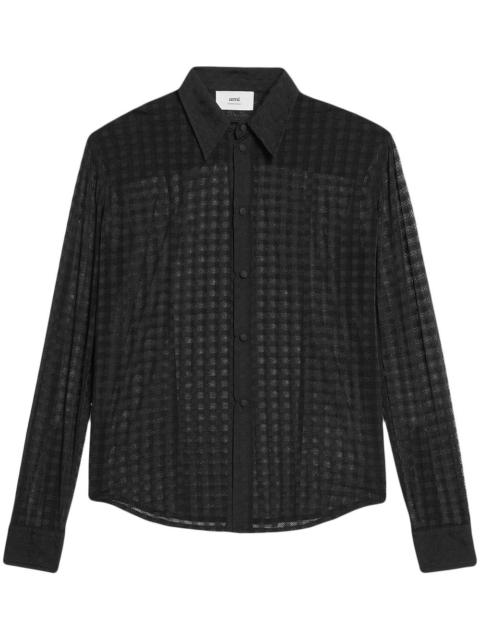 Gingham Pattern Lace Shirt