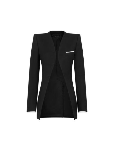 COLLARLESS WOOL SILK JACKET