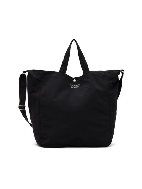 Black Cotton Nylon Grosgrain Tote