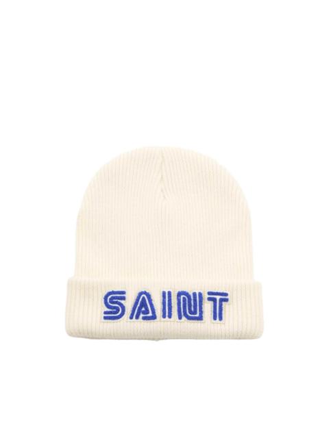 logo-embroidered beanie hat