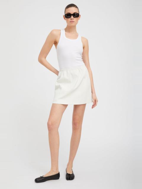 WHITE LEATHER PULL ON SKIRT