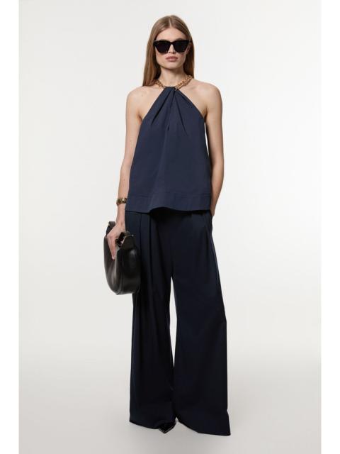 Cotton Poplin Chain Halter Neck Woven Shirt