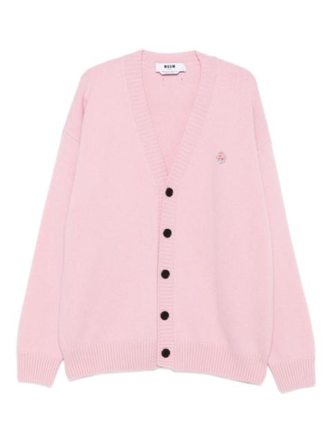rose-embellished buttoned cardigan