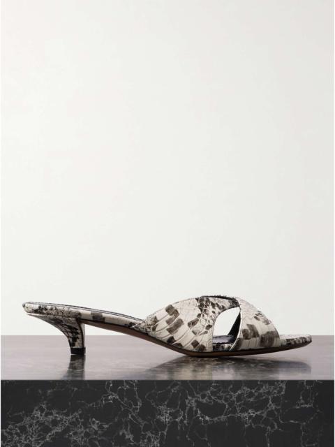Laila snake-effect leather mules Snake print
