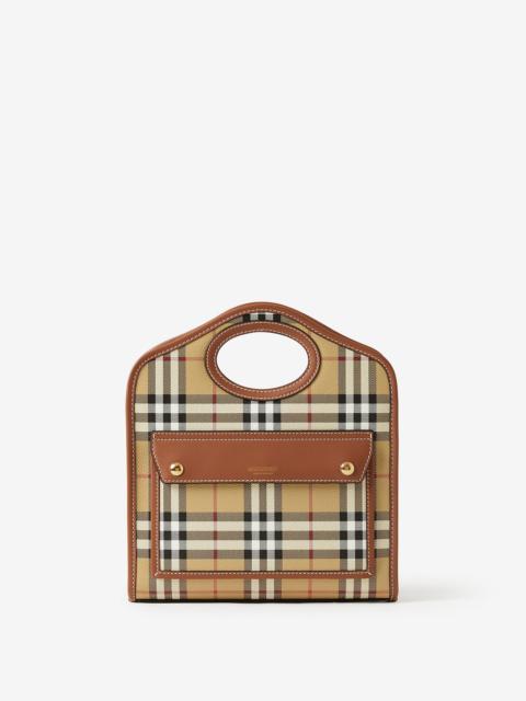 Check and Leather Mini Pocket Bag