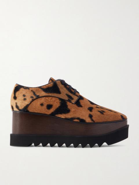 Elyse Animal-print Velvet Platform Brogues