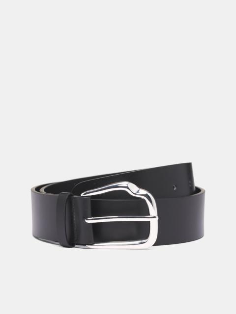 Black Leather Fender Buckle Belt