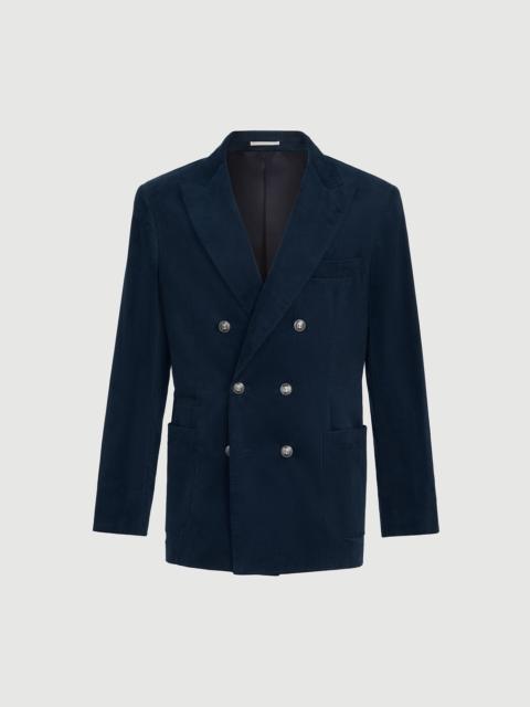 Sea Island cotton narrow wale corduroy one-and-a-half breasted deconstructed blazer with patch pocke
