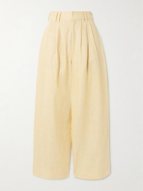 Parker Pleated Linen Wide-leg Pants