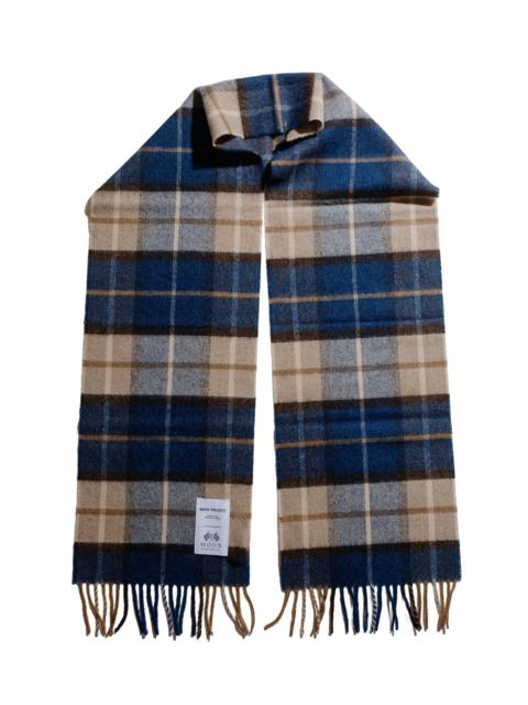 Moon Merino Lambswool Checked Scarf Estate Blue