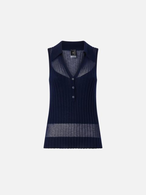 RIBBED POLO VEST TOP