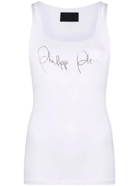 rhinestone-logo tank top