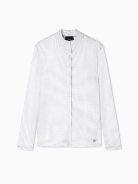 ICON LIGHTWEIGHT STRIPED JERSEY GURU-COLLAR SHIRT