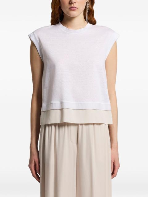 crew-neck cap-sleeve top