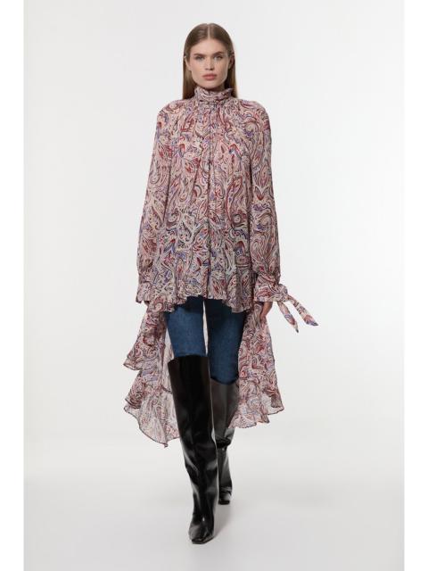 Viscose Crinkle Paisley Frill Detail Tunic