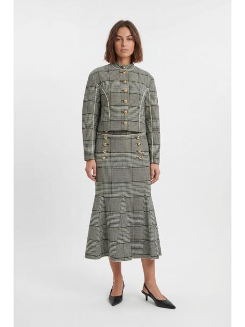 Petite Tailored Check High Neck Jacket