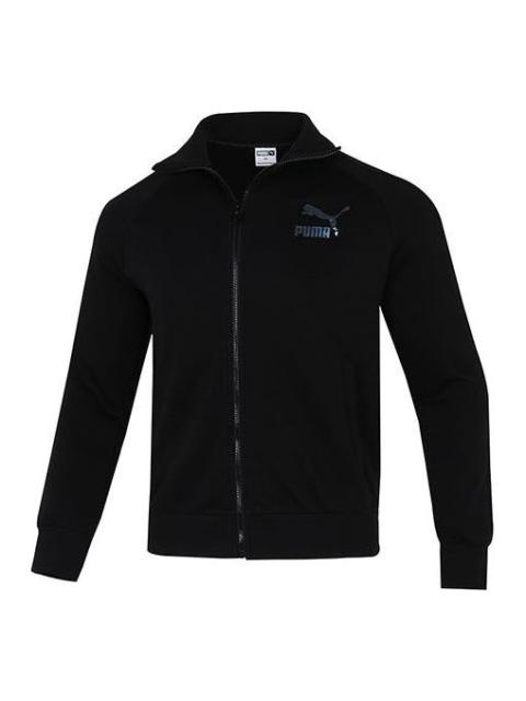 PUMA Iconic T7 Retro logo Sports Stand Collar Jacket Black 531377-95