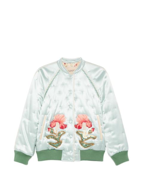floral quilted bomber jacket