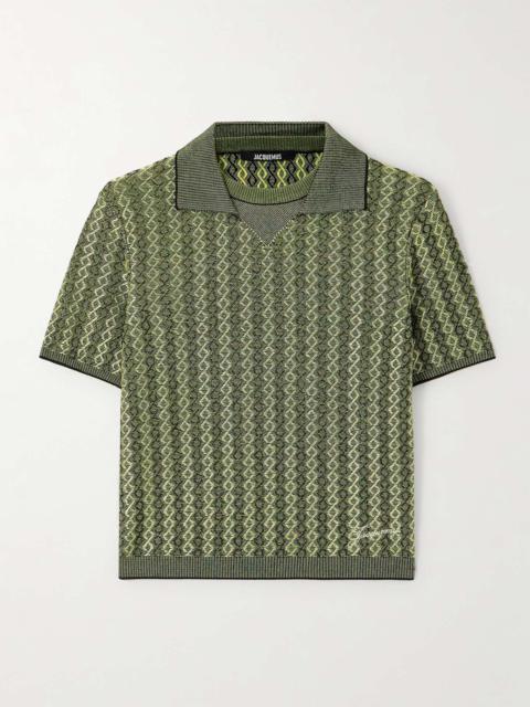 Marino jacquard-knit polo shirt Green