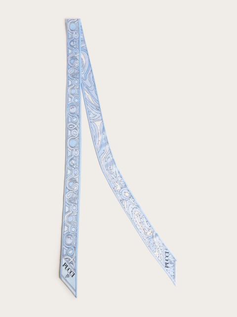 MIXED PRINT SILK TWILL SCARF WITH RHINESTONES