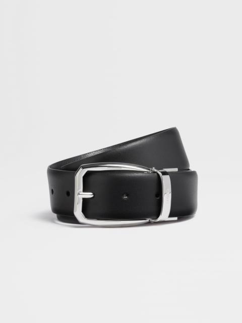 BLACK REVERSIBLE LEATHER BELT
