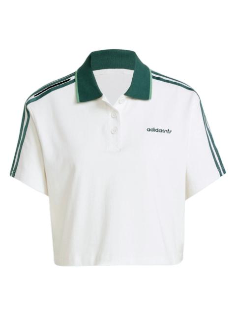 (WMNS) adidas Loose Crop Polo Shirt 'White' IX3555