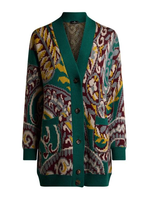 Oversized Patterned Wool-Blend Cardigan green