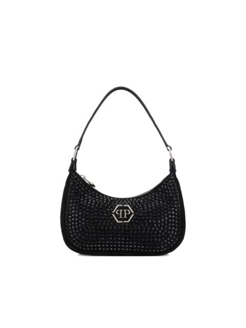 strass-embellished top-zip shoulder bag